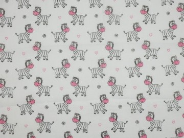 Plenková bavlněná osuška tištěná 90x100 Zebra růžová