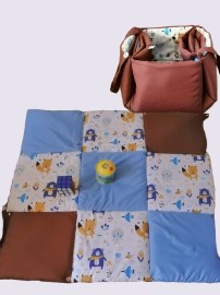 Hrací dětská deka a taška 2 v 1: modrá